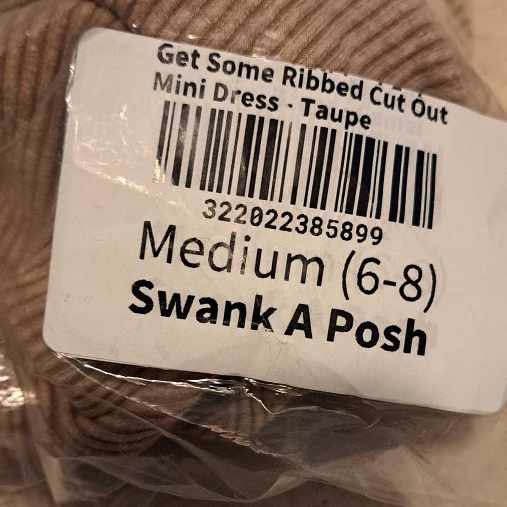 #025.B Swank A Posh Sz M (6-8) / Taupe / Cut Out Mini Dress - Picture 9 of 14